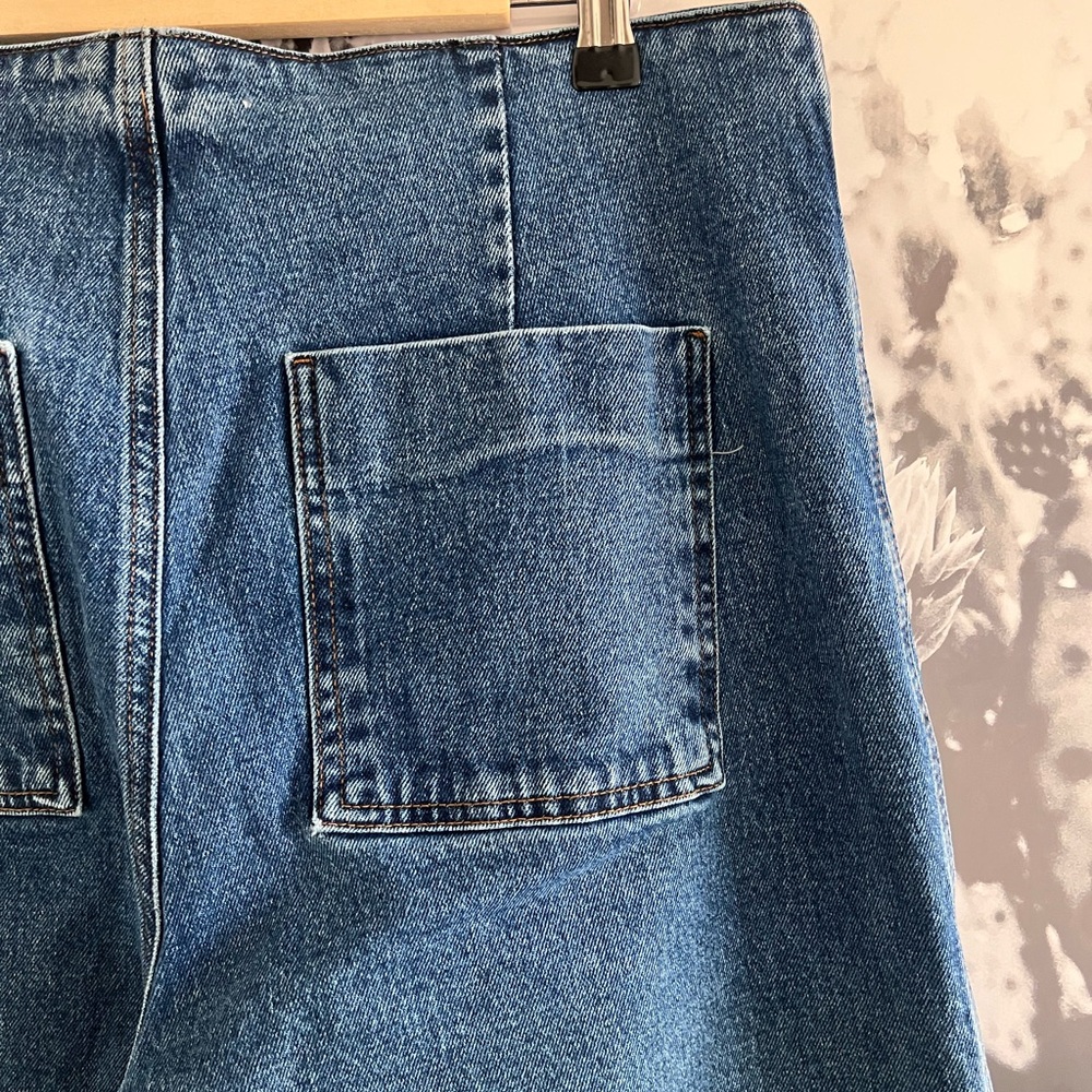 Zara Blue High Rise Wide Leg Cropped Jeans Pants size 12 - Picture 8 of 10